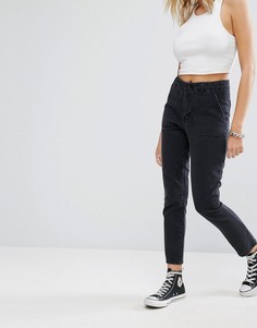 Укороченные свободные джинсы с плоскими карманами Noisy May - Черный