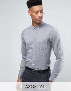 Серая оксфордская рубашка классического кроя в стиле casual ASOS TALL - Серый
