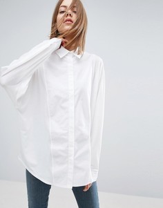 Трикотажная рубашка с контрастной вставкой из поплина ASOS WHITE - Белый