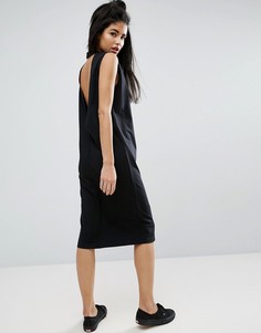 Платье-футболка миди без рукавов с V-образным вырезом на спине ASOS - Черный