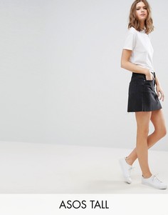 Черная выбеленная джинсовая юбка с заниженной талией ASOS TALL - Черный