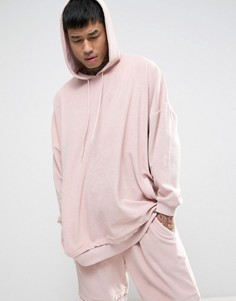 Розовое махровое oversize-худи ASOS - Розовый