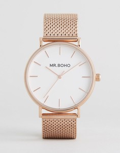 Часы цвета розового золота с сетчатым браслетом Mr Boho - Золотой