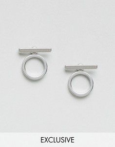 Абстрактные минималистские серьги с кольцами Monki - Серебряный