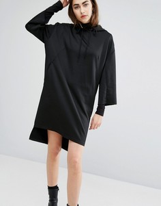 Трикотажное oversize-платье с капюшоном Cheap Monday - Черный