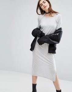 Длинное трикотажное платье с овальным вырезом сзади Cheap Monday - Серый