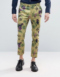 Супероблегающие строгие брюки с цветочным принтом ASOS - Зеленый