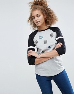 Топ с длинными рукавами и нашивками в мотоциклетном стиле ASOS - Мульти