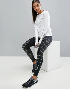 Леггинсы с большим фирменным логотипом Nike - Черный