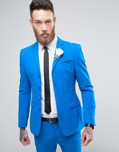 Синий пиджак суперузкого кроя с застежкой на четыре пуговицы ASOS WEDDING - Синий