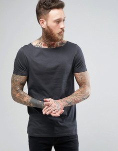 Черная футболка с вырезом лодочкой ASOS - Черный