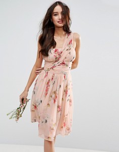 Платье на одно плечо с цветочным принтом ASOS WEDDING - Мульти