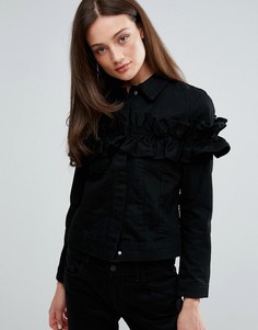 Джинсовая куртка с оборкой J Brand x Simone Rocha - Черный
