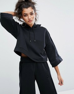 Черный укороченный худи с широкими рукавами Puma - Черный