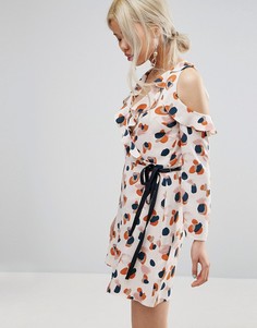 Чайное платье с запахом и звериным принтом ASOS - Мульти