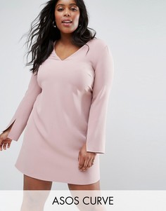 Платье-трапеция с вырезом ASOS CURVE - Розовый