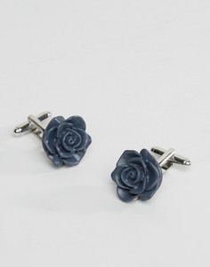 Темно-синие запонки в виде розы ASOS - Темно-синий