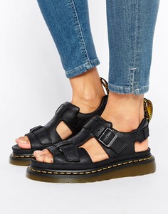 Черные кожаные сандалии с T-образными ремешками Dr Martens Hayden Grunge - Черный
