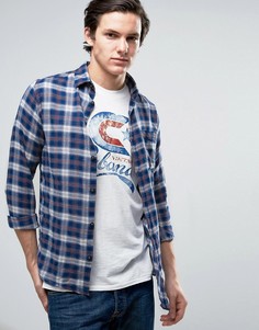 Узкая рубашка в клетку из хлопка Jack &amp; Jones Vintage - Синий
