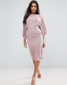 Платье миди с широкими рукавами ASOS - Розовый