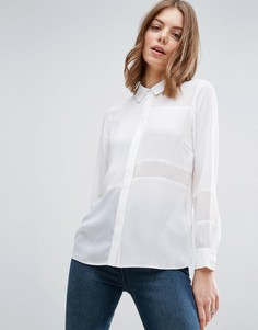 Блузка с плотными и прозрачными вставками ASOS - Белый