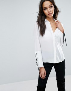 Блузка с контрастной шнуровкой на манжетах ASOS - Белый