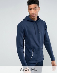 Oversize-худи с отделкой лентой и карманами на молниях ASOS Tall - Темно-синий