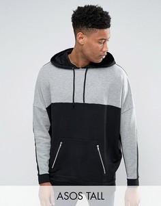 Длинный oversize-худи со вставками ASOS TALL - Черный