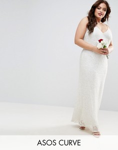 Платье макси на бретельках с декоративной отделкой ASOS CURVE BRIDAL - Кремовый