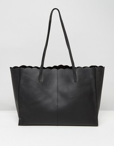 Кожаная сумка-шоппер с клатчем внутри ASOS - Черный