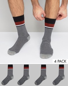 Комплект из 4 пар полосатых носков Jack &amp; Jones - Черный