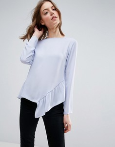 Лонгслив с асимметричной оборкой по краю ASOS - Фиолетовый