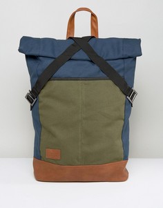 Рюкзак в стиле колор блок с закатанным верхом ASOS - Синий