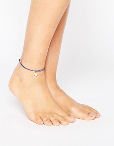 Ножной браслет-шнурок ограниченной серии с подвеской Happy - Синий Asos