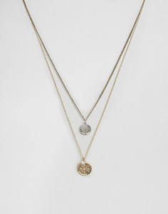 Двухрядное ожерелье с диском ASOS - Мульти