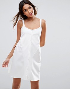 Свободное платье мини на пуговицах ASOS - Кремовый