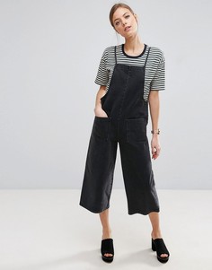 Джинсовый укороченный комбинезон ASOS - Черный