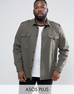 Свободная рубашка цвета хаки ASOS PLUS - Зеленый