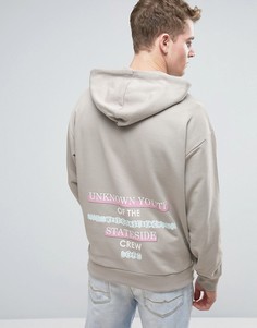Oversize-худи с принтом на спине ASOS - Серый
