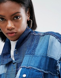 Двойные прямоугольные серьги-кольца ASOS - Золотой