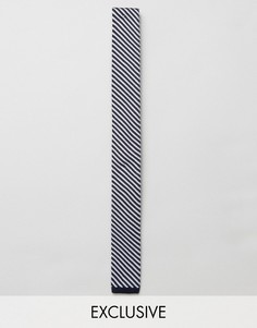 Трикотажный галстук в полоску с прямыми краями Noak - Темно-синий