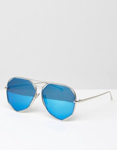 Солнцезащитные очки-авиаторы с бирюзовыми стеклами AJ Morgan - Серебряный