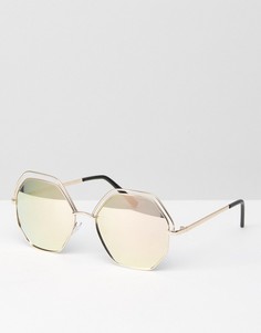 Круглые солнцезащитные очки цвета розового золота в металлической оправе AJ Morgan - Золотой