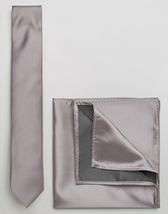 Серый галстук и платок для пиджака ASOS WEDDING - Серый