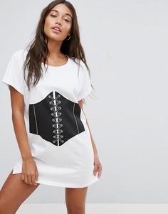 Свободная футболка с принтом корсета ASOS - Мульти