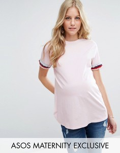 Футболка с бахромой на рукавах ASOS Maternity - Розовый