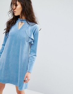 Платье с длинными рукавами и высокой горловиной Glamorous - Синий