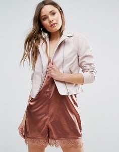 Байкерская куртка из кожзаменителя New Look - Розовый