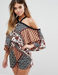 Ромпер с принтом и открытыми плечами Boohoo - Мульти