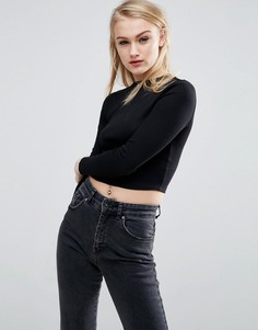 Укороченный лонгслив в рубчик ASOS - Черный